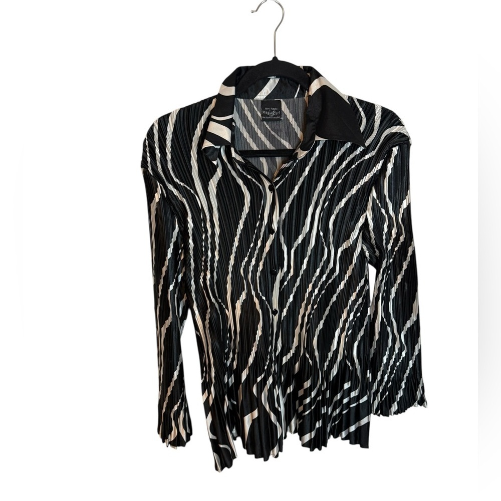 Magic Scarf Mini Pleats Y2K Retro Pleated Satin Blouse